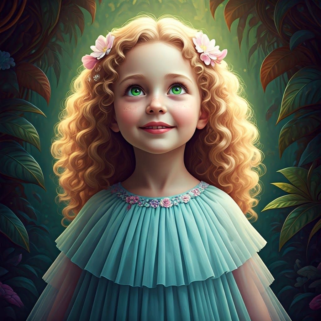 Surreal Whimsy Girl in Vibrant Dreamworld