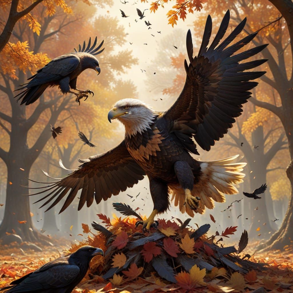 Epic Eagle Attack Amidst Autumn Leaves