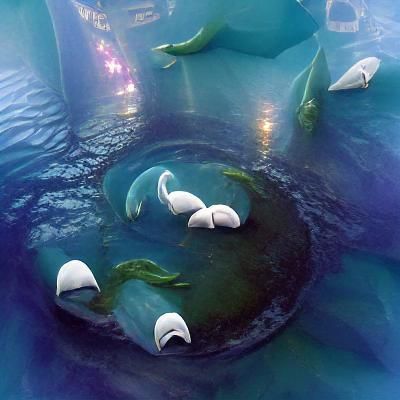Beluga whales at a tea party