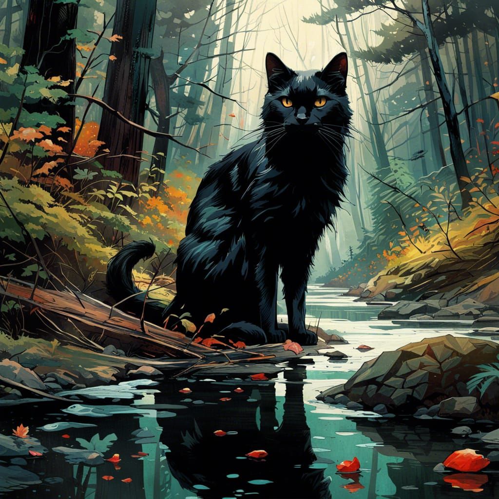 black cat - AI Generated Artwork - NightCafe Creator