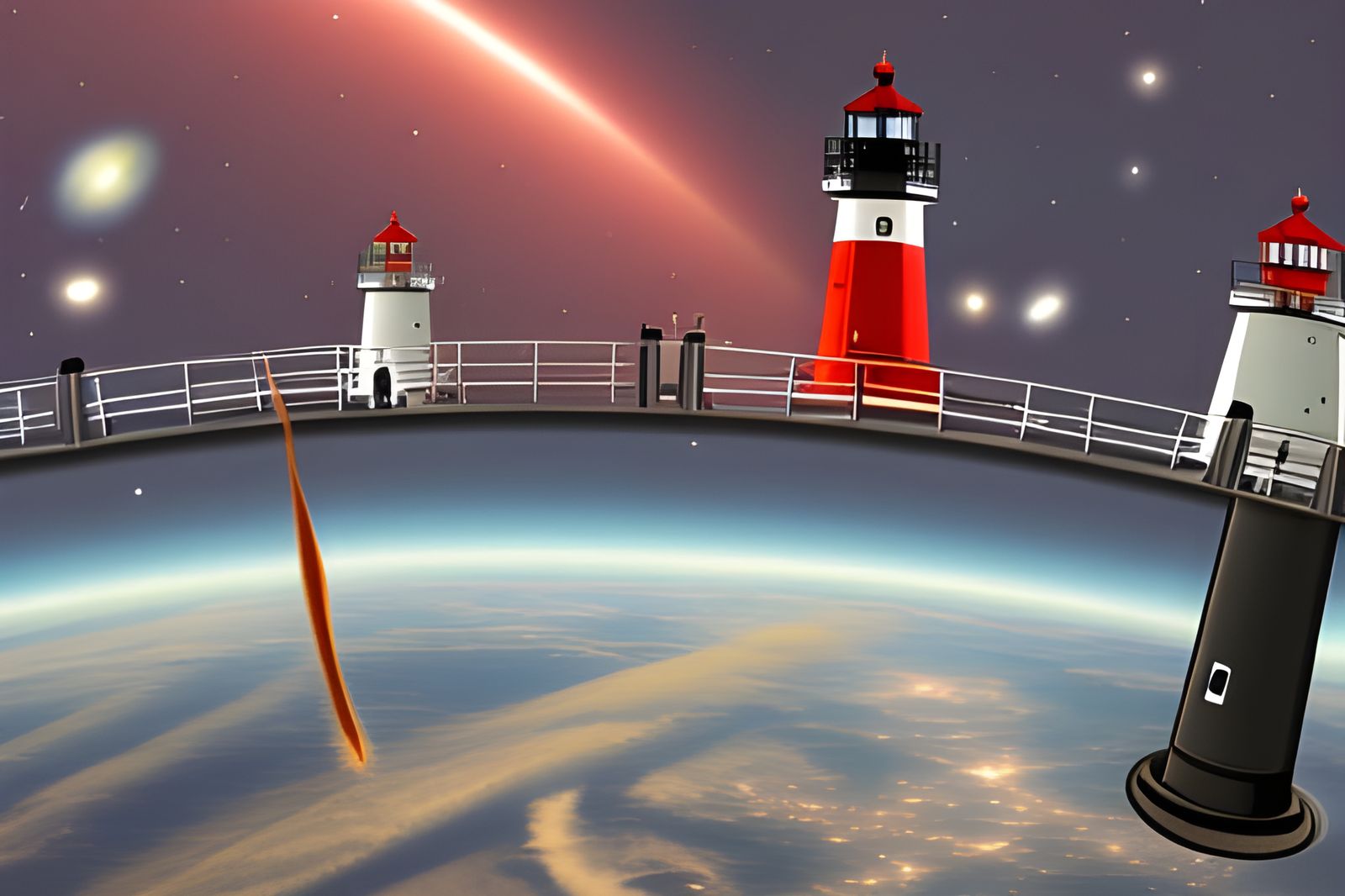 Lighthouses in space AI Generated Artwork NightCafe Creator