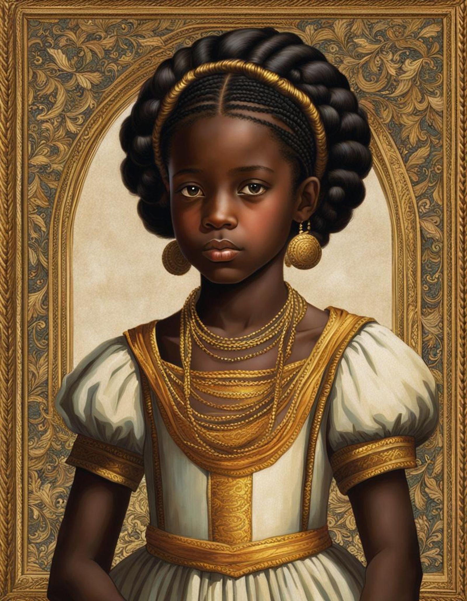 18th century 12 year old black girl with and braided hair in a nice ...