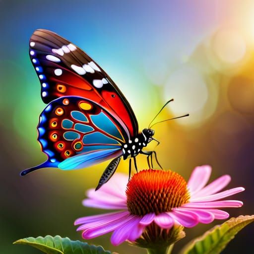 Beautiful butterfly on flower - AI Generated Artwork - NightCafe Creator