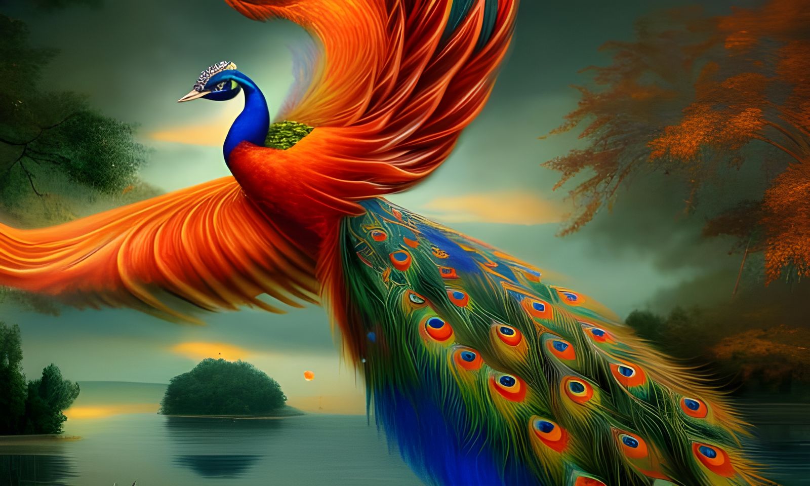 Peacock like phoenix  by @Tronx