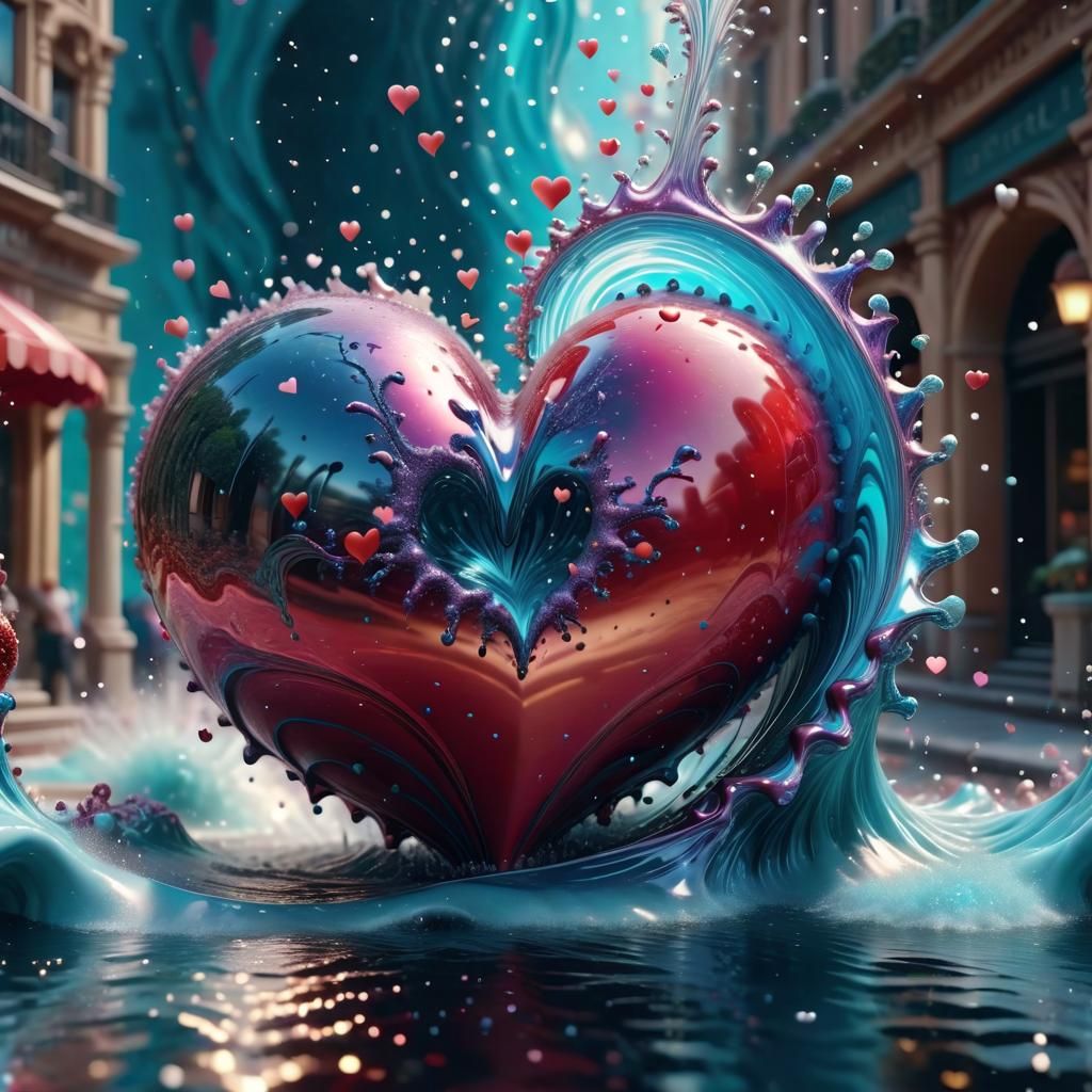 Surreal Asymmetrical Scene with Fluid Motion in 3D