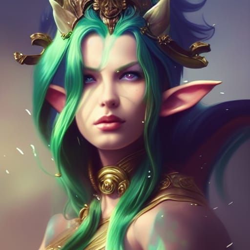 Green haired elf woman - AI Generated Artwork - NightCafe Creator