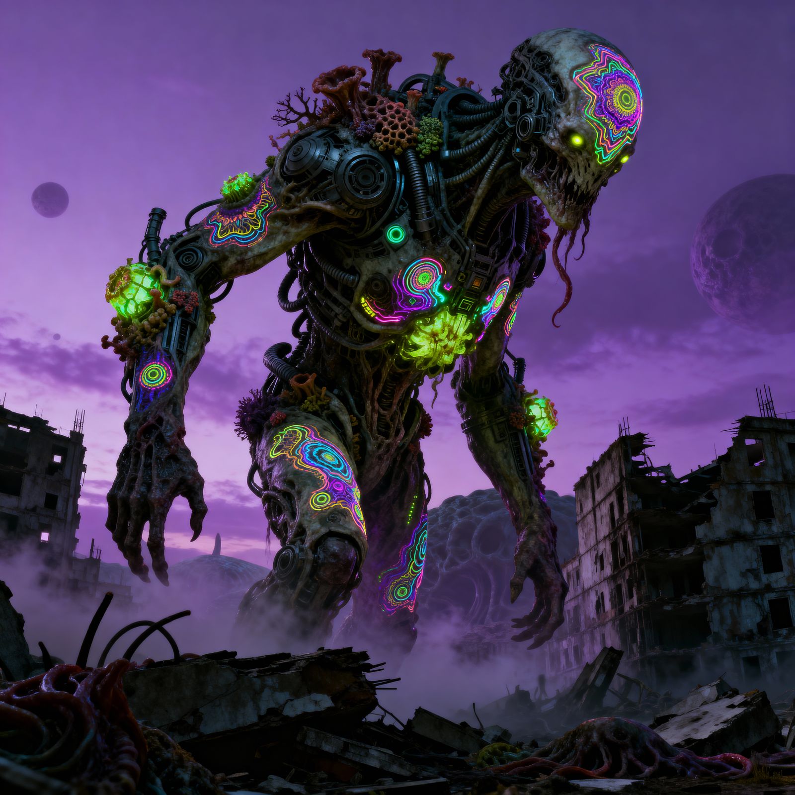 Biomechanical alien-creature infected with psycho-spores