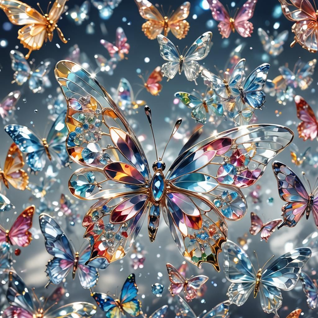 Colorful Glass Butterfly in Anime Style