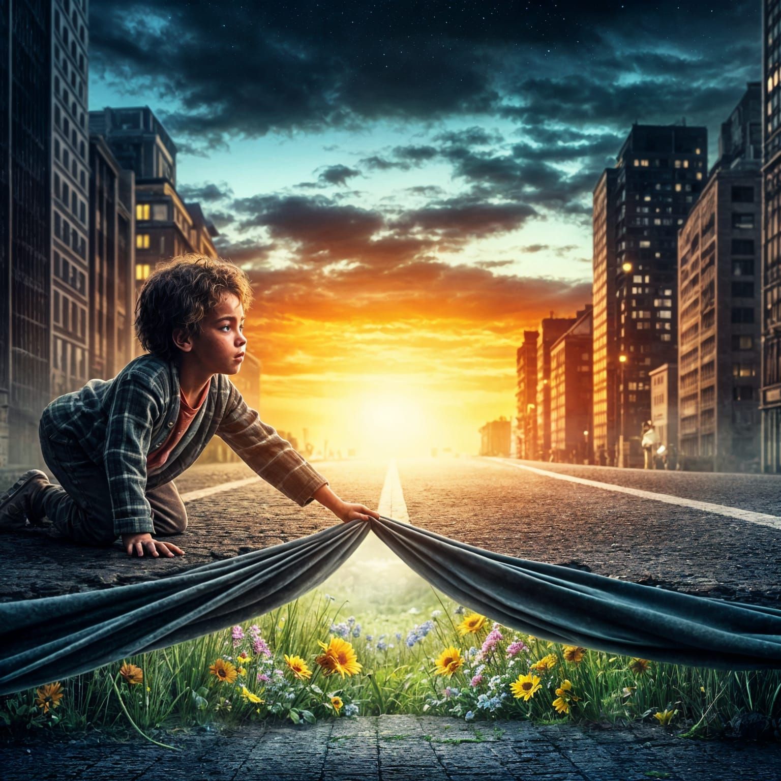 Meadow under the city  by @Olchap