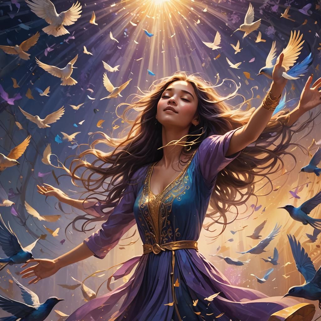 Ethereal Woman Steps into Light as Digital Art