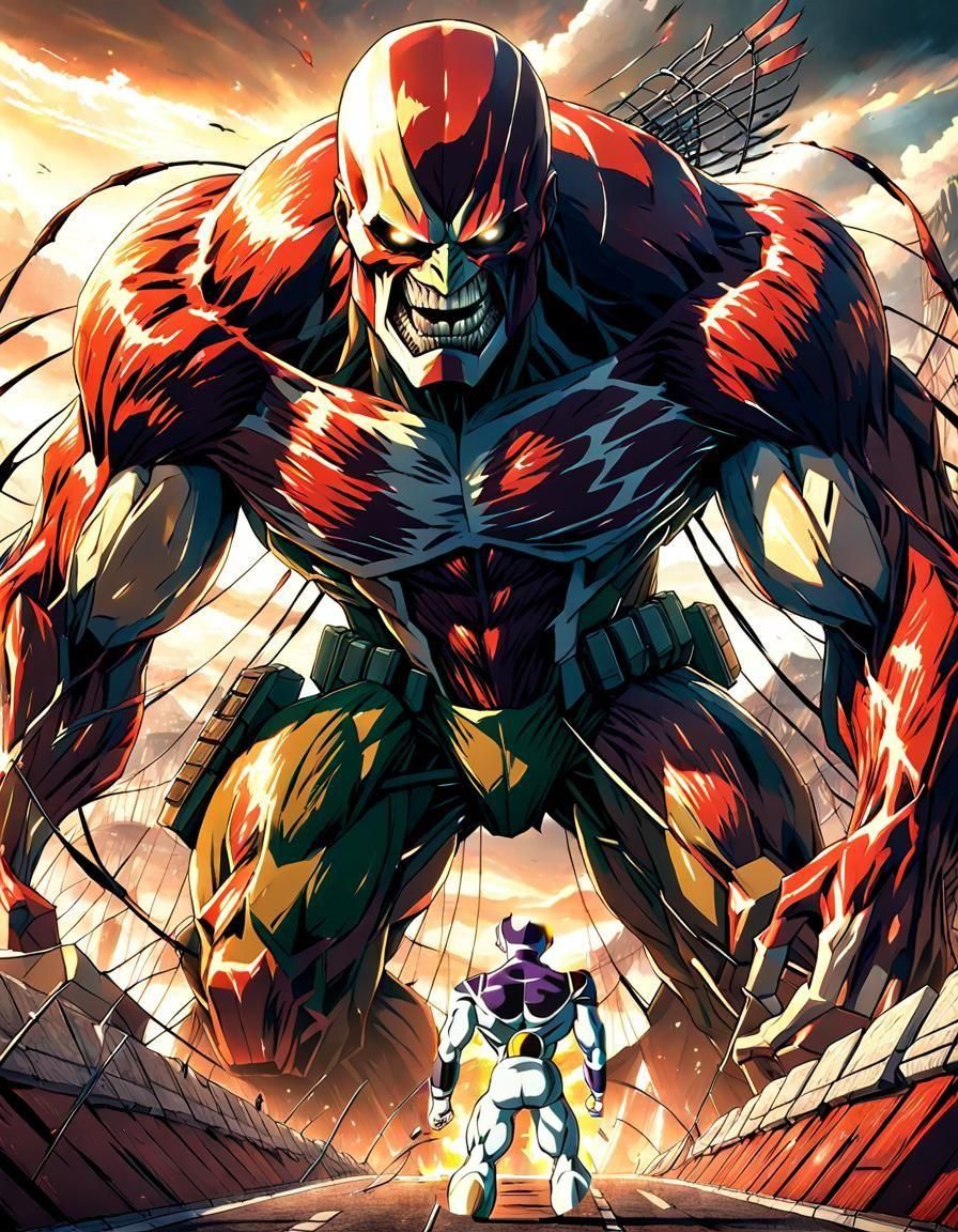 Titan vs Frieza (Attack on Titan & Dragonball Z)  by @forge4ward