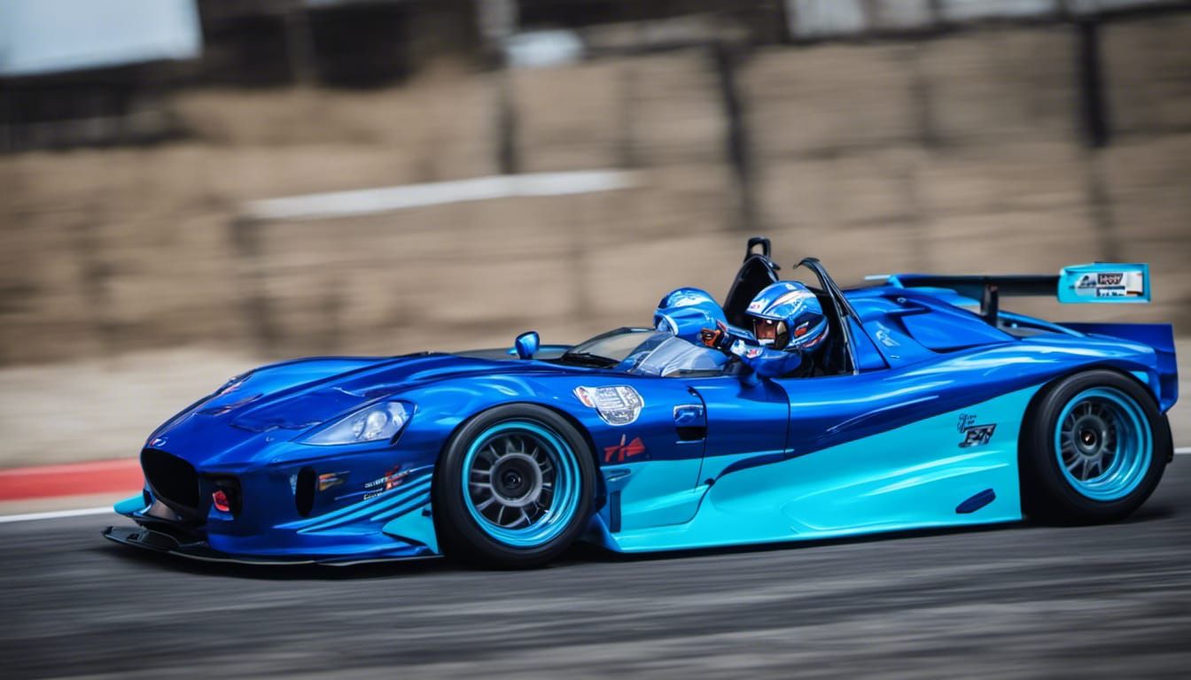 Shiny Blue JDM Racing Car in Cel-Shading Style