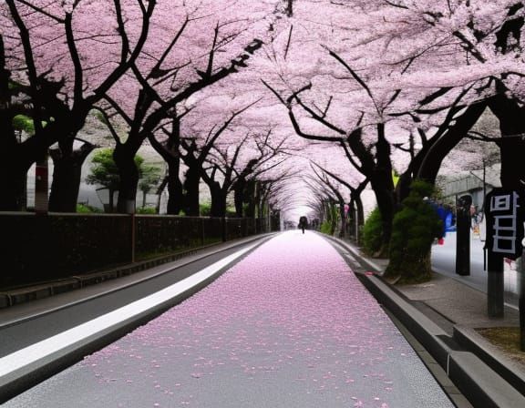 cherry blossoms road