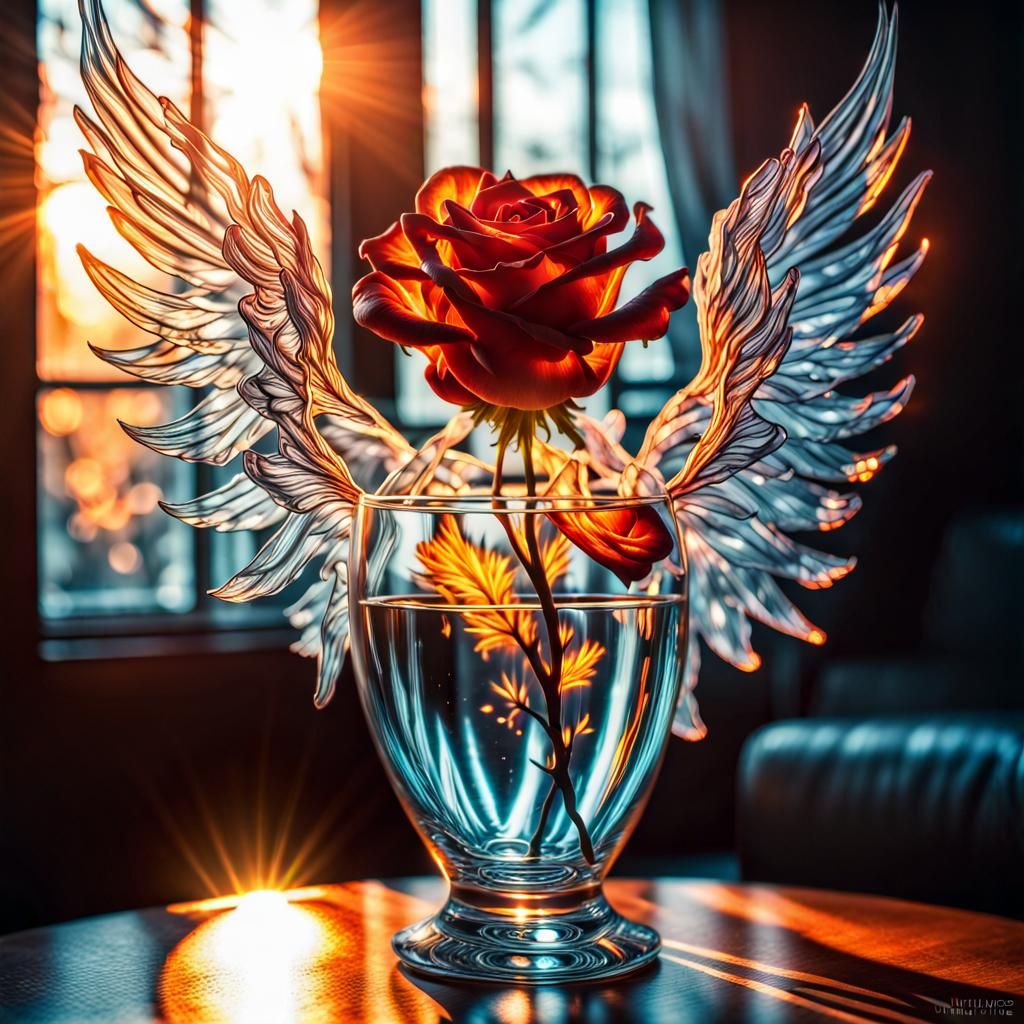 Burning rose glass
