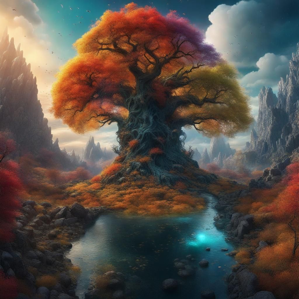 Colourful tree - AI Generated Artwork - NightCafe Creator