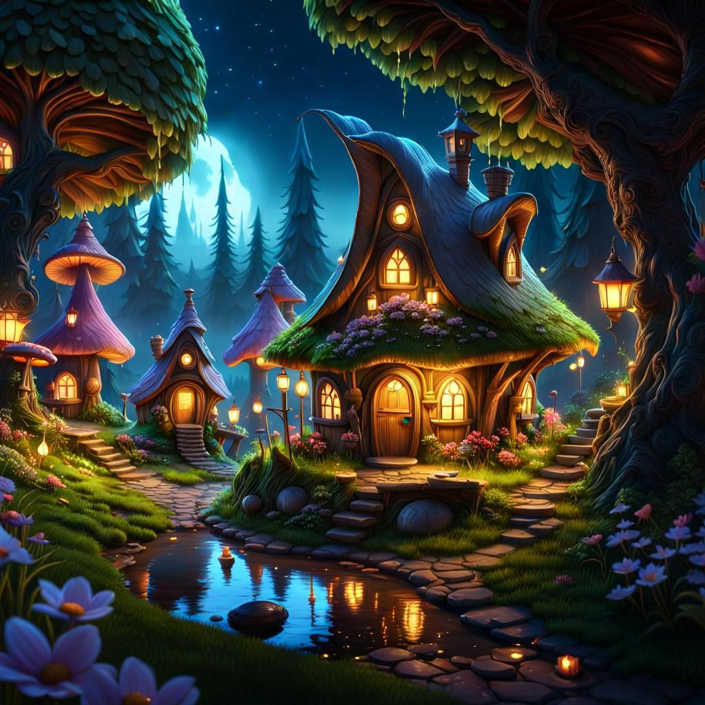 Enchanted Fairy Village - AI Generated Artwork - NightCafe Creator