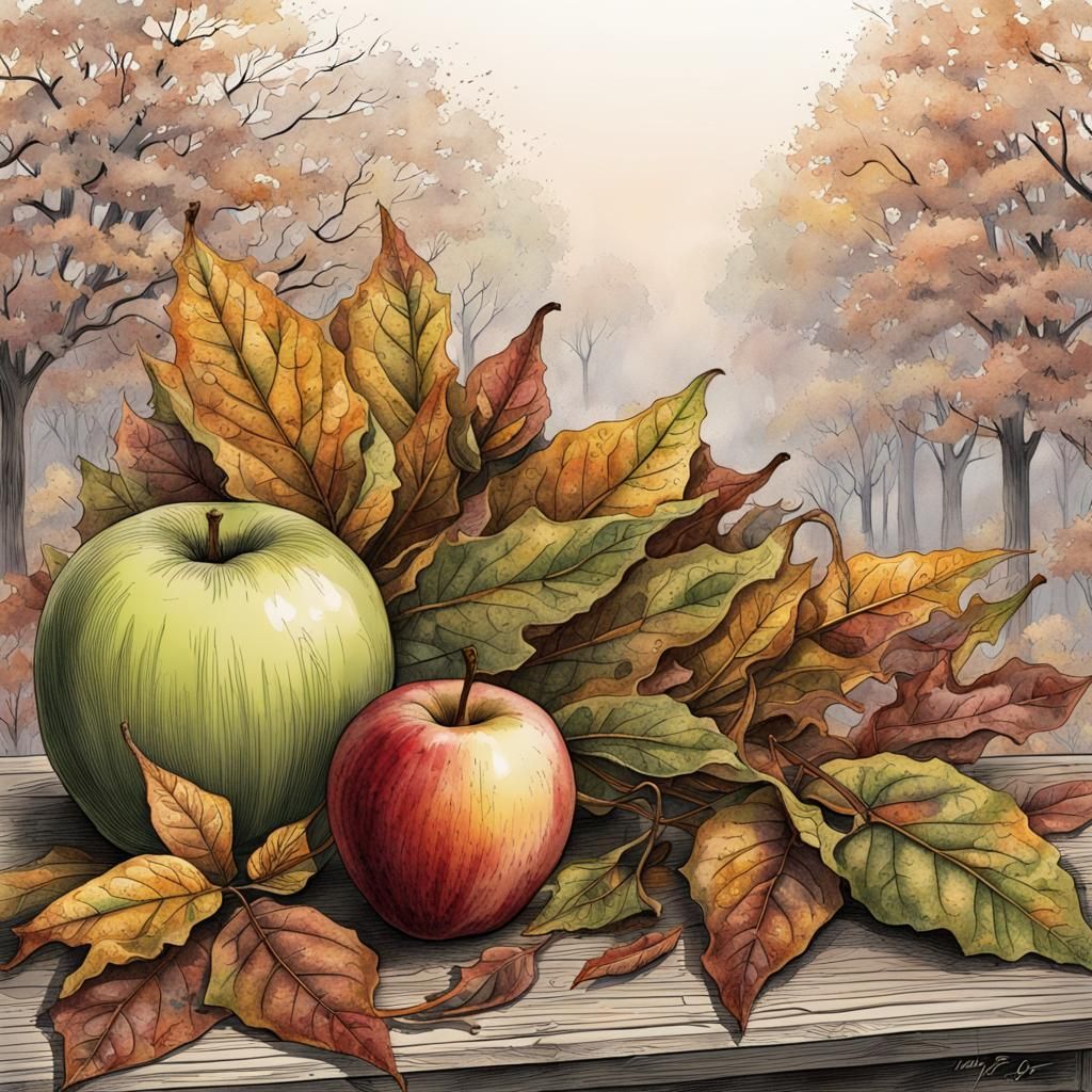 Autumn smelled of limp tobacco (apple and tobacco harvest)  by @friskywizard