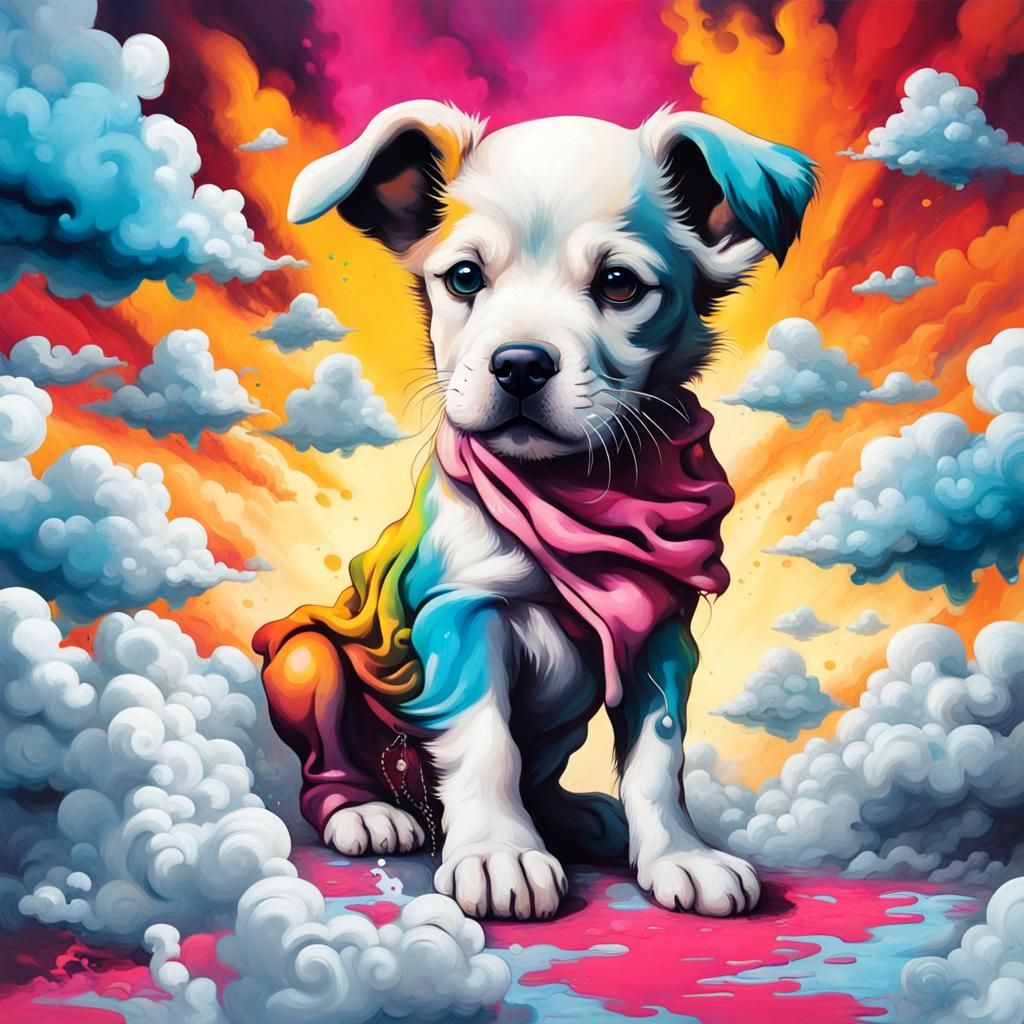 A puppy made out of clouds