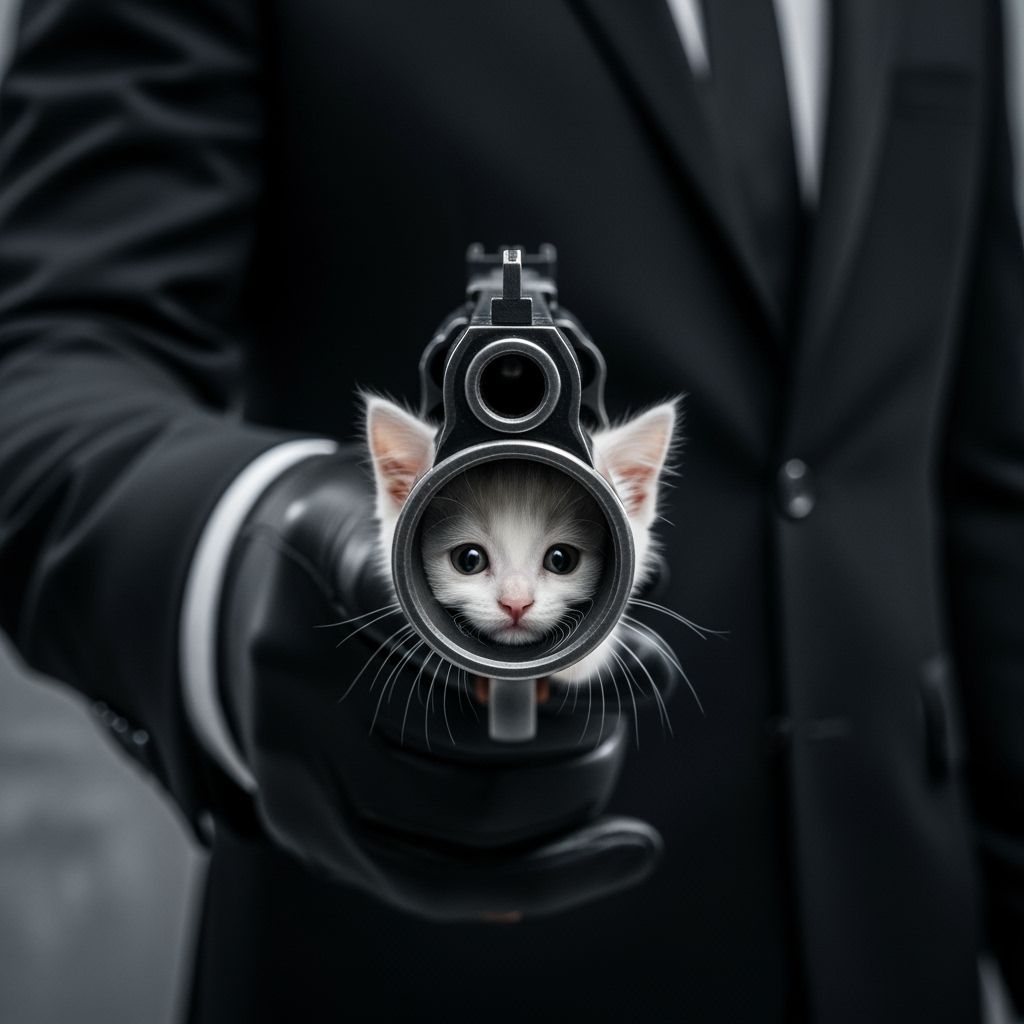 Kitten Peeks from Revolver in Dramatic Close-Up