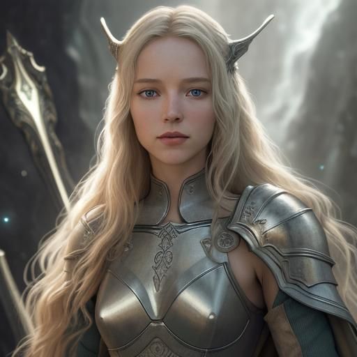 Eowyn, long hair, so beautiful, full body, hyperrealistic ...