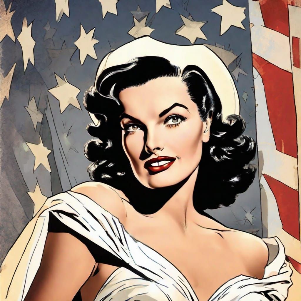 1949 Jane Russell in comic book art style