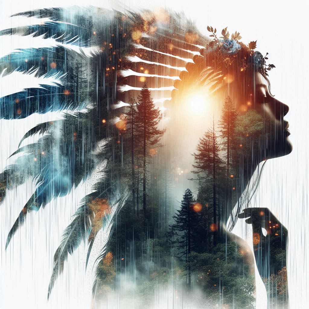 double exposure beautiful fantasy DALL-E 3 portrait landscap...