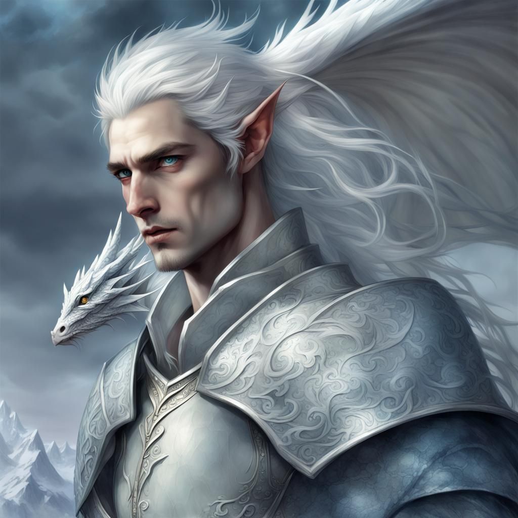 Imagine a male haughty and arrogant elf, with almost whitish blue ...