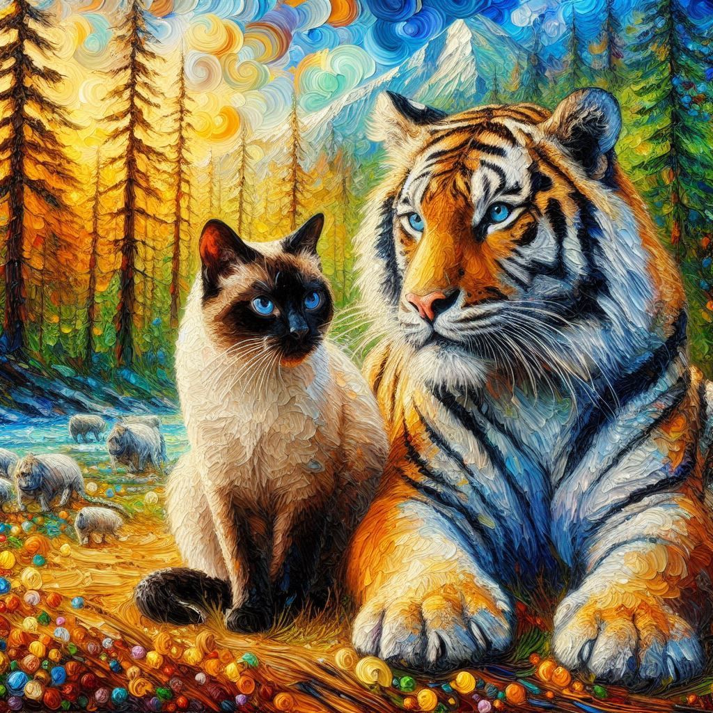 Siamese Cat and tiger