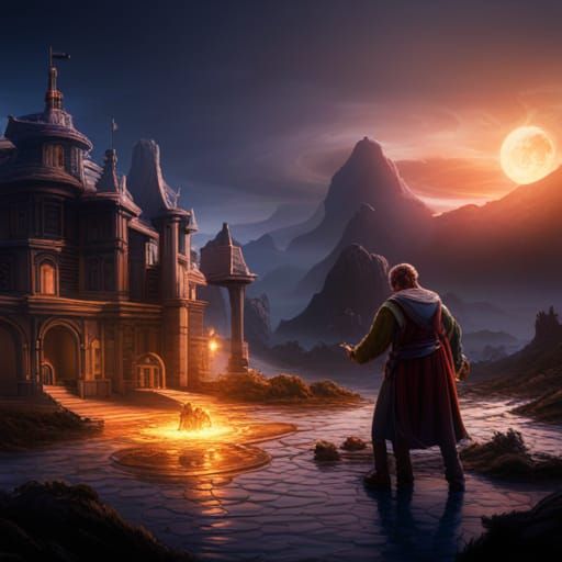 Detailed Matte Painting of a Person Calculating