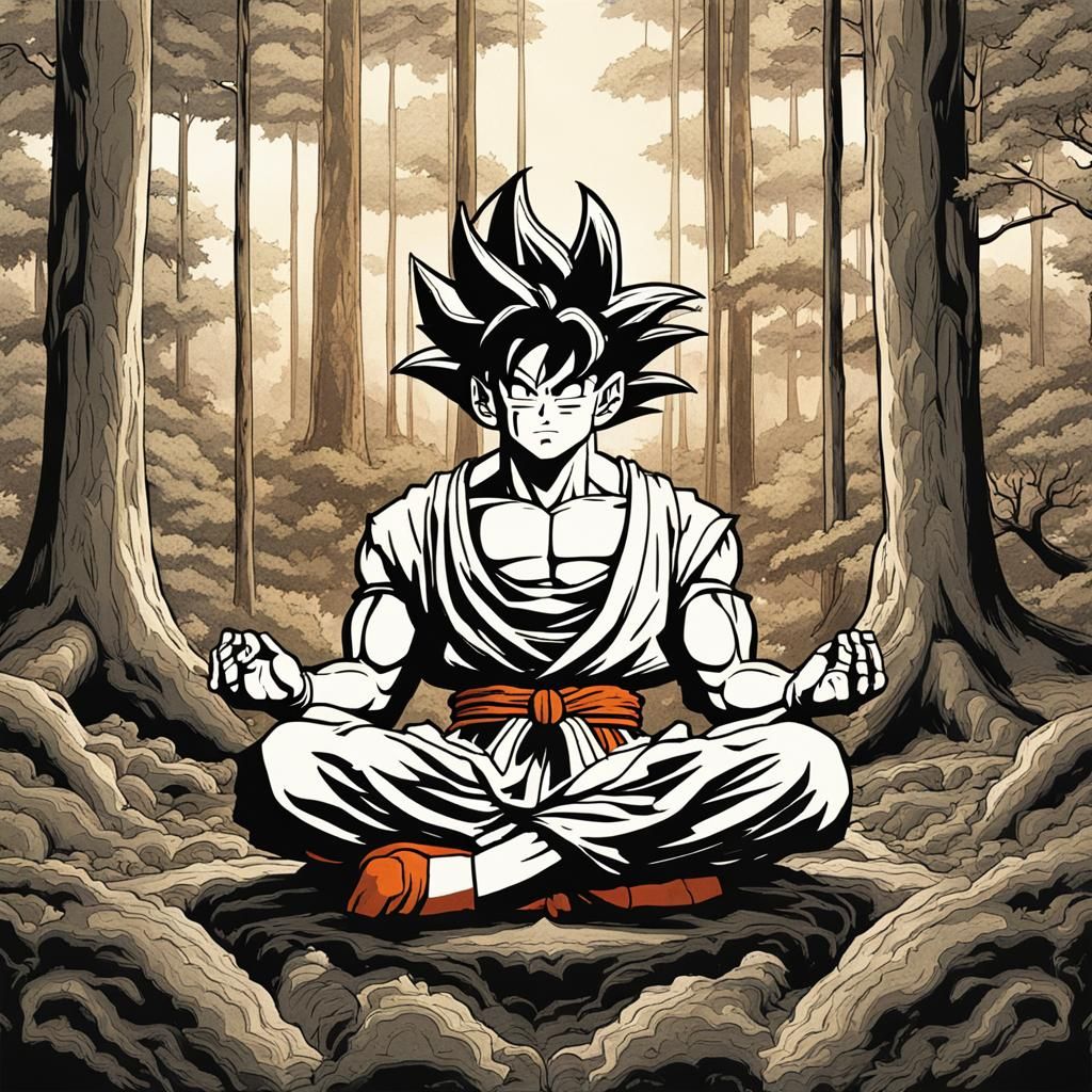 Goku meditating in a forest - AI Generated Artwork - NightCafe Creator