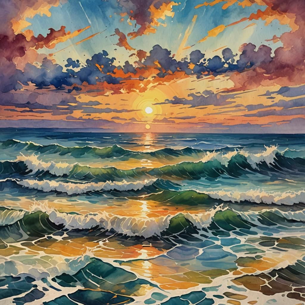 ocean sea sunset