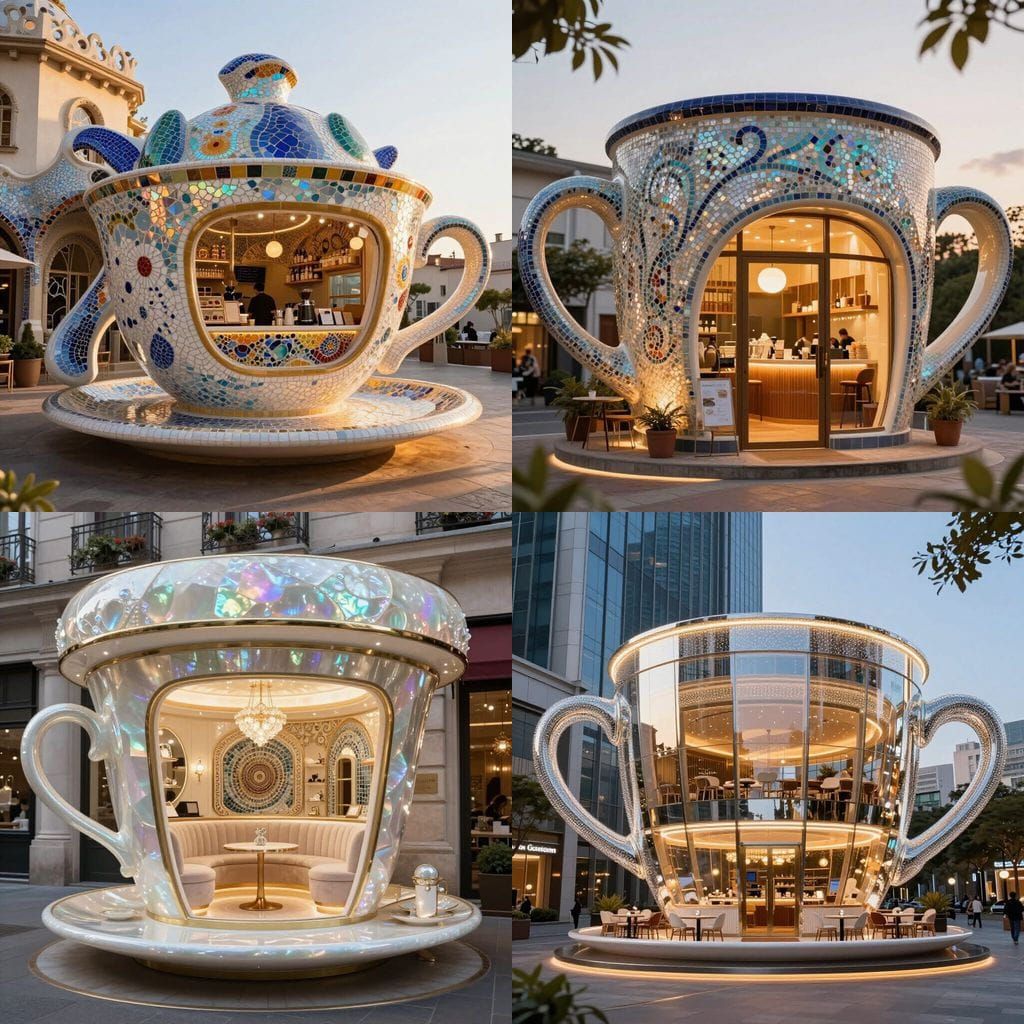 High-End Coffee Shop Shaped Like a Sparkling Mug