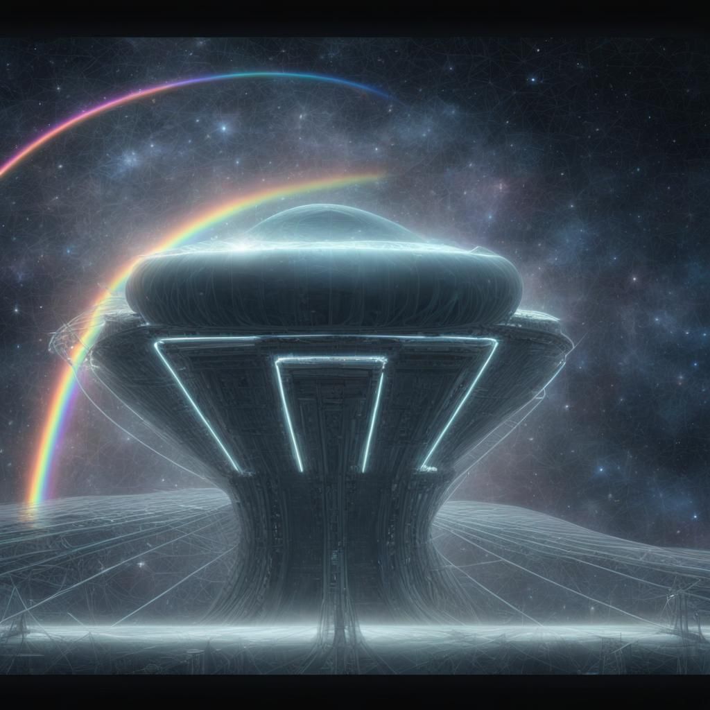 Alien Megastructure on Moon with Rainbow Bridge