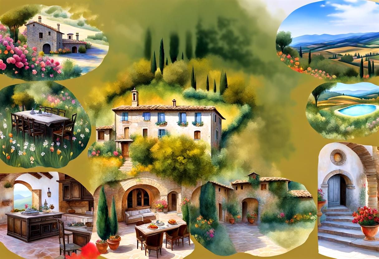 Wonderful tuscan farm house on a hill for sale... AI Generated Artwork NightCafe Creator