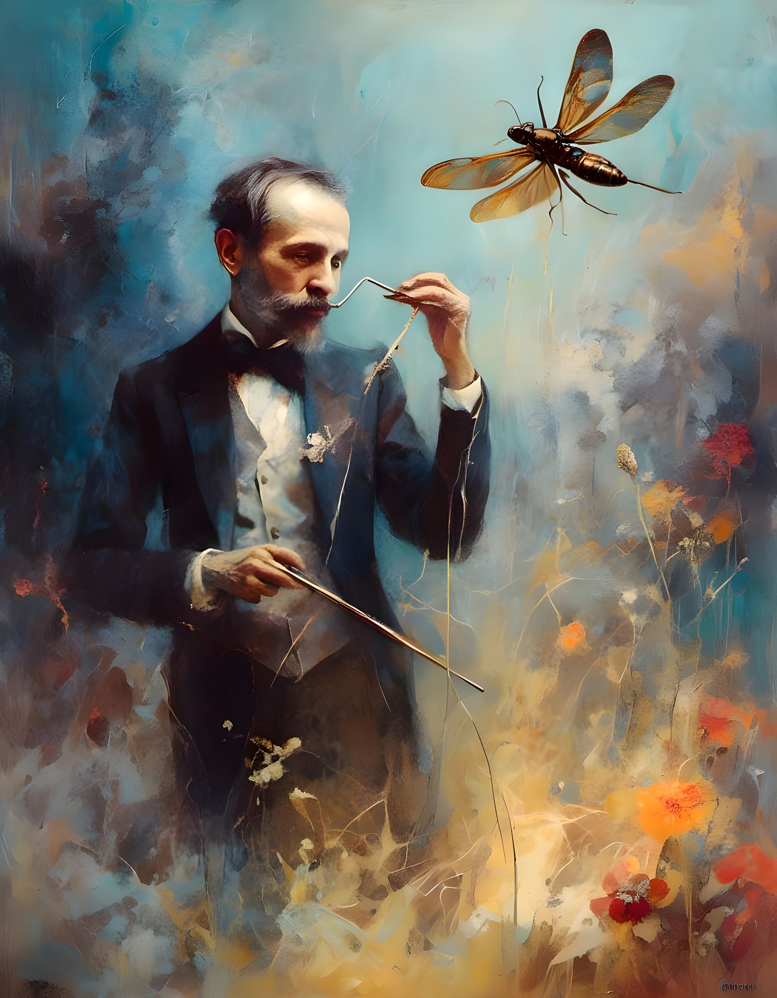 <lora:Macabre:1.0> Well, dance now! Contemporary influence. Animals and humans represented in color and drawn, inspired by La Fontaine's fab...