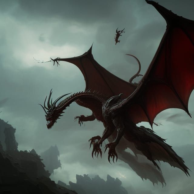 a flying demon with large dragon wings a masterpiece, 8k resolution ...