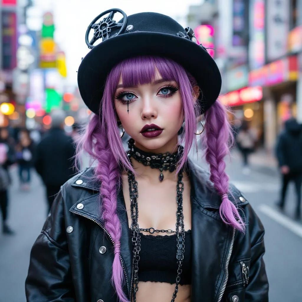 Punk gyaru girl in Ura-Harajuku, Jirai Kei and Gothic Rolita style