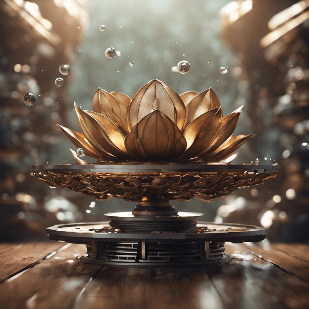 Fan, lotus, fish, water splashes, wooden, oriental