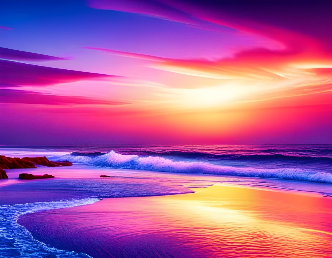 Sunset on an Aussie Beach - AI Generated Artwork - NightCafe Creator