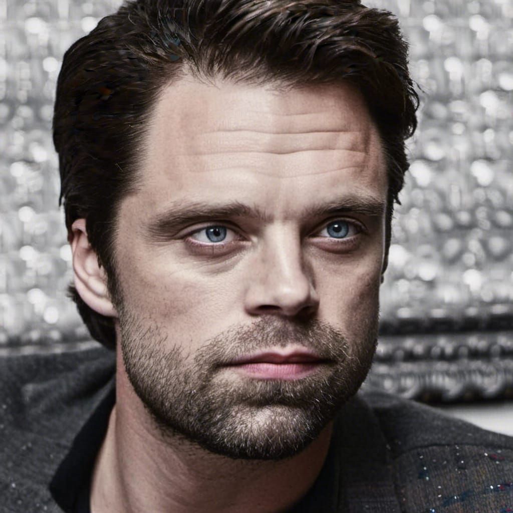 Sebastian Stan as CEO of company, vivid color action picture...