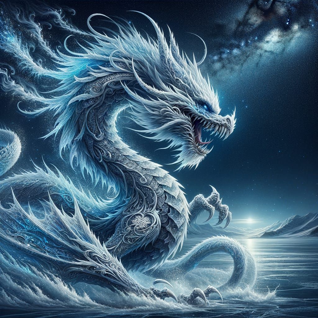 White ice wyrm - AI Generated Artwork - NightCafe Creator