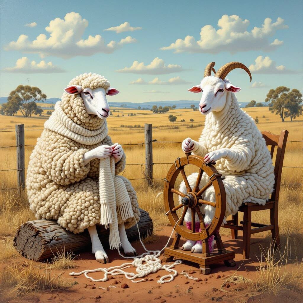 Straight from the sheep's back. The ewew and the angora goat are creating directly from their own fleece.  by @ashcasey