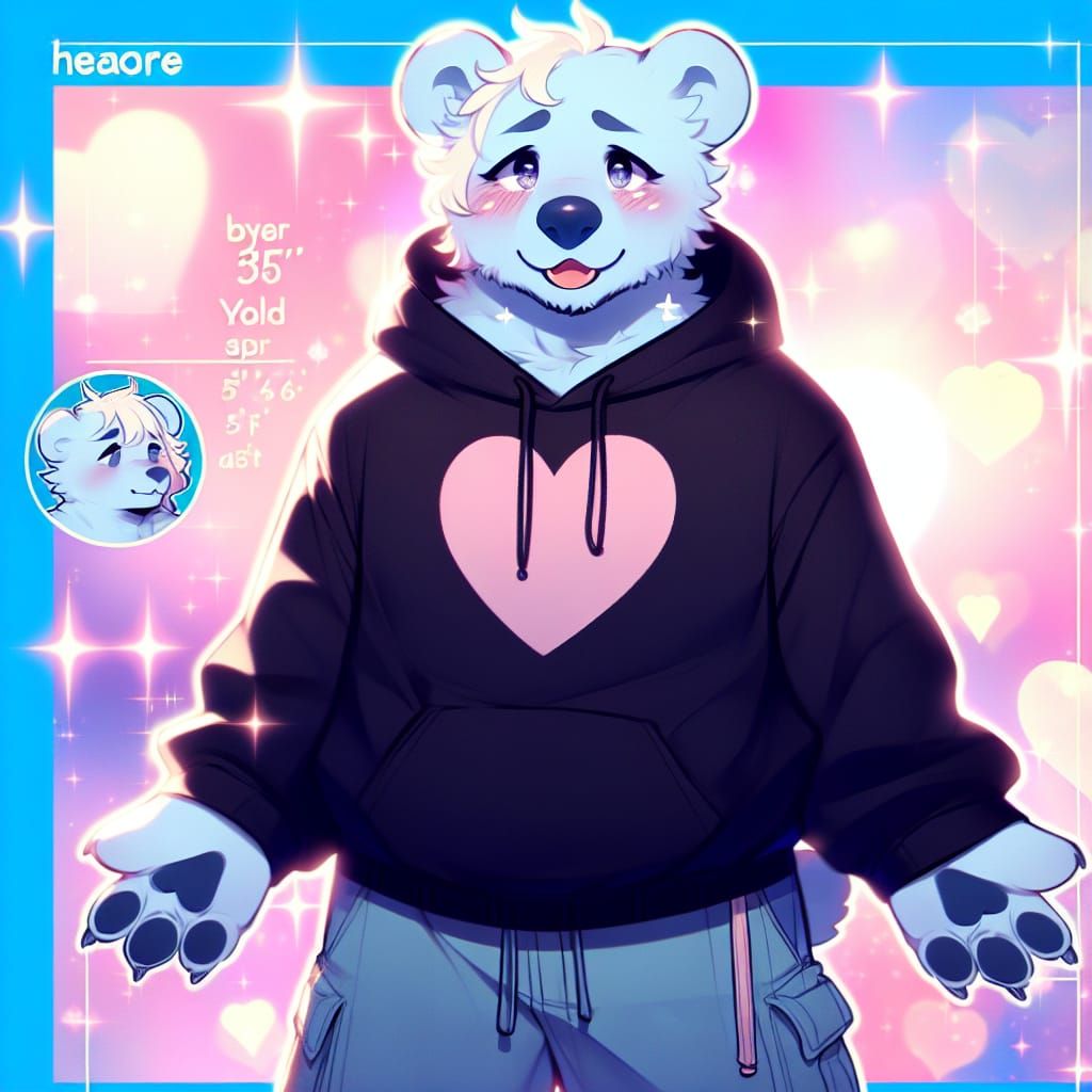 Gentle Bear with Soft Blue Fur and Delicate Markings