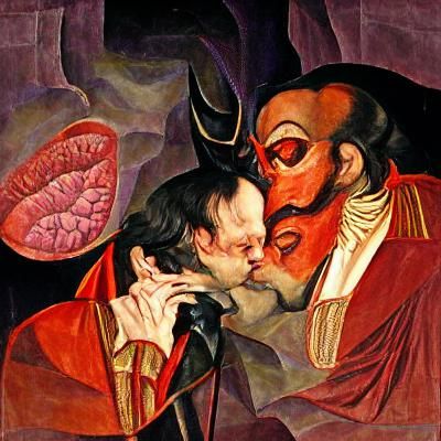 Mephistopheles And Doctor Faustus Kiss