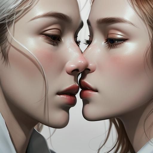 :(Close-up illustration with two lovers giving each other a ...