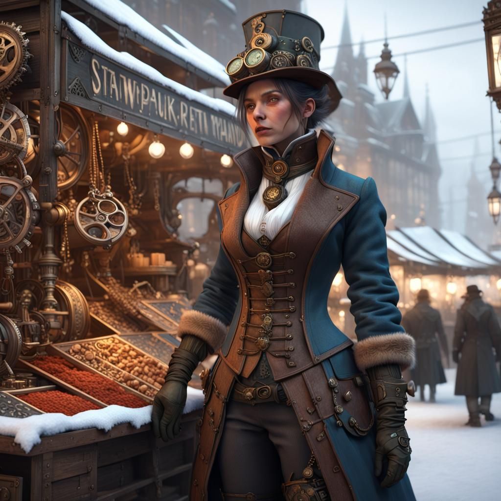 "Steampunk Market Trader"