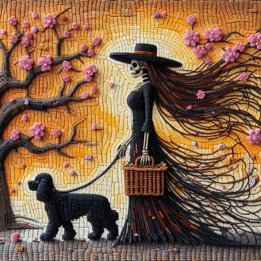 A Woman And Her Dog - Wicker Art