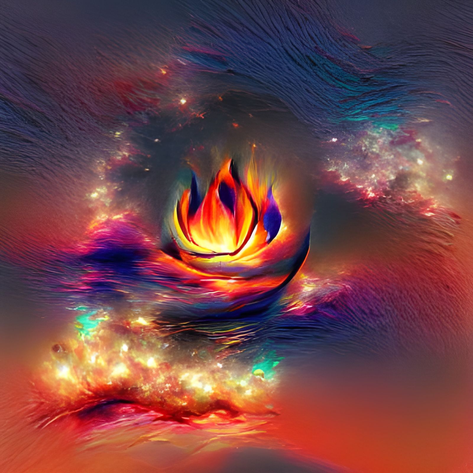 infinite cosmos in fire