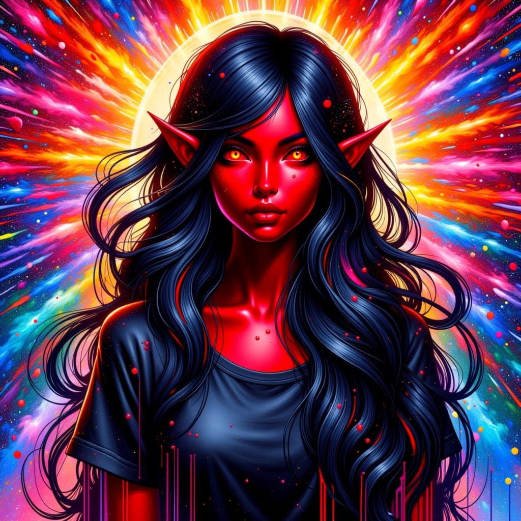 <lora:Acrylic Archive Fx:1.0>, Craft an imaginative acrylic painting with vibrant colors, holographic astral cosmic vibes, deep color contra...