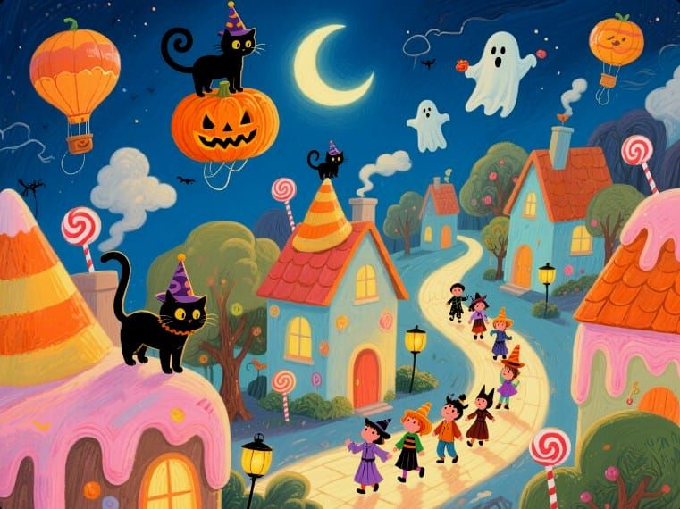 9/21/2025-Whimsical Surrealism Halloween Night Art By Archan...